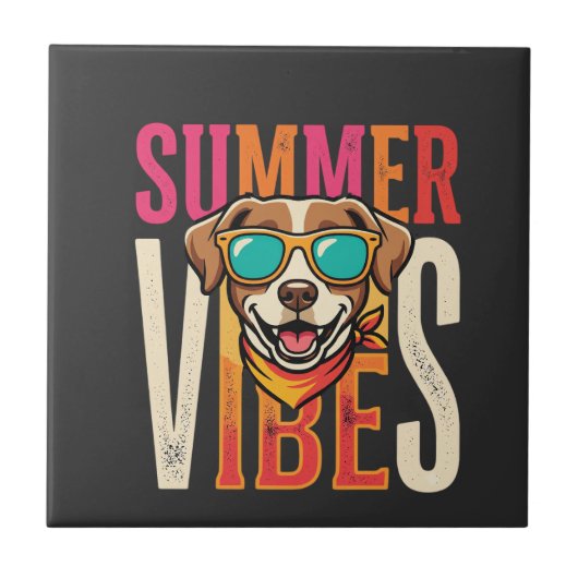 Sommer Stimmung Hund Sonnenbrille Fliese (Vorderseite)