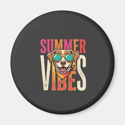 Sommer Stimmung Hund Sonnenbrille Magnet (Vorne)