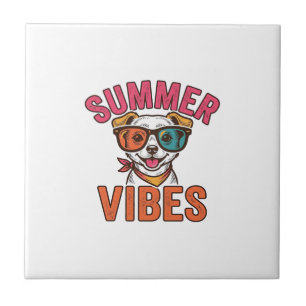 Sommer Stimmung Hund Sonnenbrille Vintage-Shirt-De Fliese