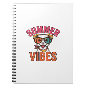 Sommer Stimmung Hund Sonnenbrille Vintage Shirt De Notizblock