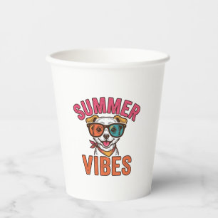Sommer Stimmung Hund Sonnenbrille Vintage Shirt De Pappbecher
