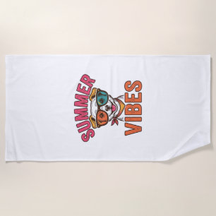 Sommer Stimmung Hund Sonnenbrille Vintage-Shirt-De Strandtuch