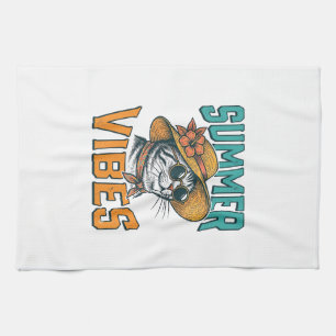 Sommer Stimmung Katze Vintage Gravur Design_1 Geschirrtuch