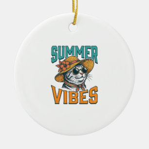 Sommer Stimmung Katze Vintage Gravur Design_1 Keramik Ornament