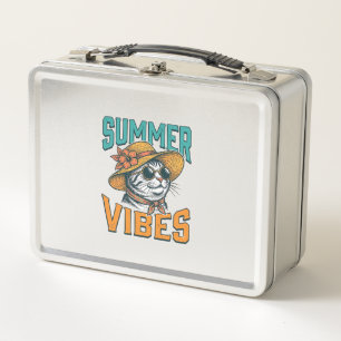 Sommer Stimmung Katze Vintage Gravur Design_1 Metall Brotdose