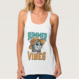 Sommer Stimmung Katze Vintage Gravur Design_1 Tank Top