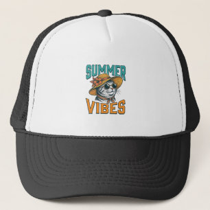 Sommer Stimmung Katze Vintage Gravur Design_1 Truckerkappe