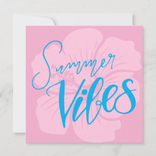 Sommer Stimmung mit Hibiskusblüte – Rosa und Blau Feiertagskarte