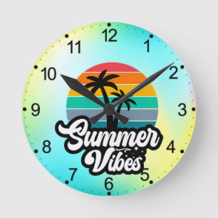 Sommer Stimmung mit Palmen Design Runde Wanduhr