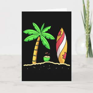 Sommer Stimmung Palmen Surfboard Surfer Kokosnuss  Karte