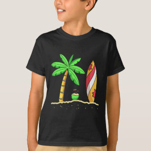 Sommer Stimmung Palmen Surfboard Surfer Kokosnuss T-Shirt