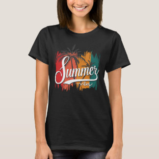 Sommer Stimmung Retro Sonnenuntergang Und Palme Fr T-Shirt