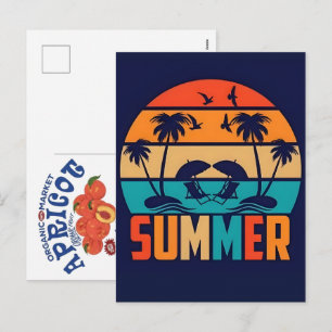 Sommer Stimmung Retro Strand-Vintage Küsten Sonnen Feiertagspostkarte