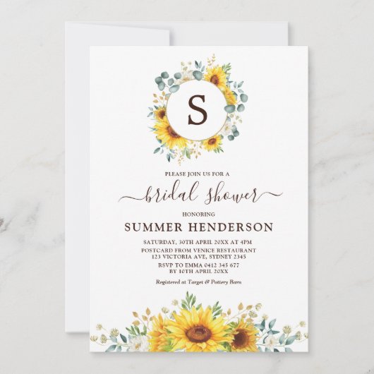 SOMMER-STRAHLEN - Garten-Sonnenblume-Brautparty Einladung (Vorderseite)