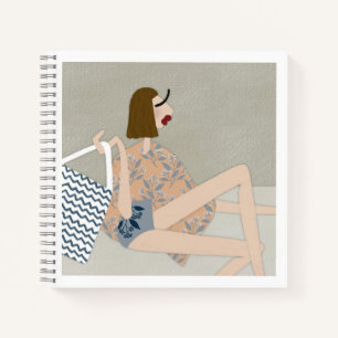 Sommer Strand Babe Modeillustration Notizblock