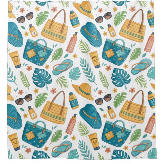 Sommer Strand Essentials Muster (1) Duschvorhang (Vorderseite)