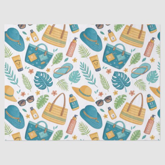 Sommer Strand Essentials Muster (1) Seidenpapier (Vorderseite)