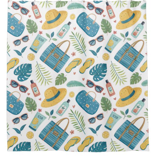Sommer Strand Essentials Muster (2) Duschvorhang (Vorderseite)