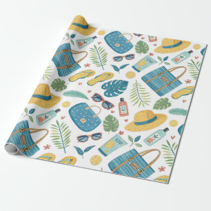Sommer Strand Essentials Muster (2) Geschenkpapier