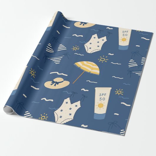 Sommer Strand Essentials Muster (4) Geschenkpapier (Ungerollt)
