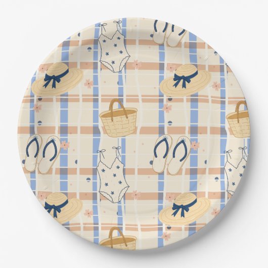 Sommer Strand Essentials Muster (7) Pappteller (Vorderseite)