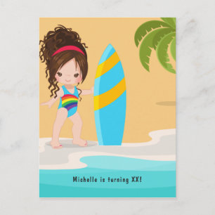 Sommer-Strand-Geburtstagsfeier-Einladung für Mädch Postkarte