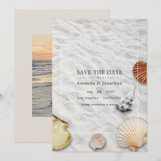Sommer Strand Hochzeit Termin merken Save The Date (Vorne/Hinten)