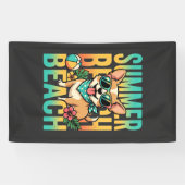 Sommer Strand Hund Urlaub Vektor Banner (Horizontal)