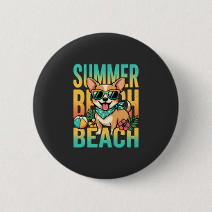 Sommer Strand Hund Urlaub Vektor Button