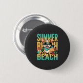 Sommer Strand Hund Urlaub Vektor Button (Vorne & Hinten)