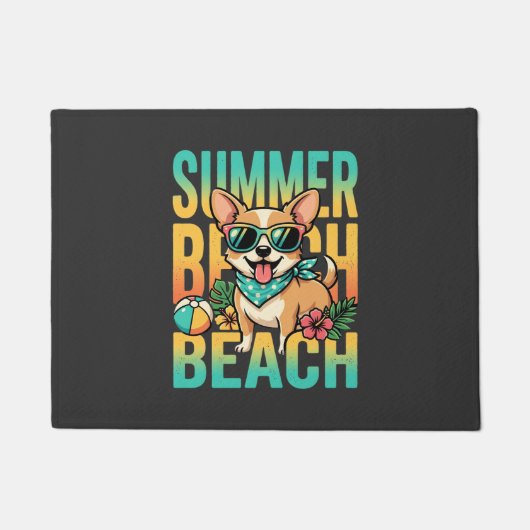 Sommer Strand Hund Urlaub Vektor Fußmatte (Vorderseite)