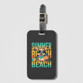 Sommer Strand Hund Urlaub Vektor Gepäckanhänger (Vorderseite Vertikal)