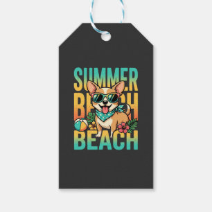 Sommer Strand Hund Urlaub Vektor Geschenkanhänger