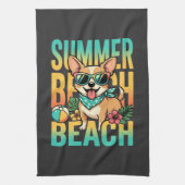 Sommer Strand Hund Urlaub Vektor Geschirrtuch (Vertikal)
