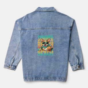 Sommer Strand Hund Urlaub Vektor Jeansjacke