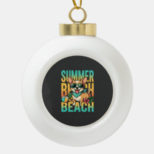 Sommer Strand Hund Urlaub Vektor Keramik Kugel-Ornament