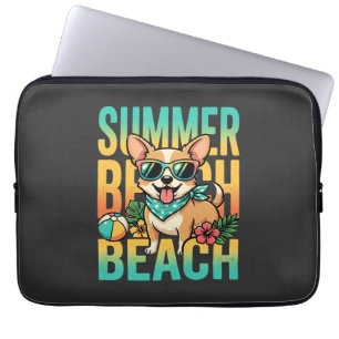 Sommer Strand Hund Urlaub Vektor Laptopschutzhülle