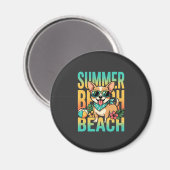 Sommer Strand Hund Urlaub Vektor Magnet (Vorderseite/Rückseite)