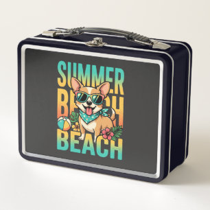 Sommer Strand Hund Urlaub Vektor Metall Brotdose