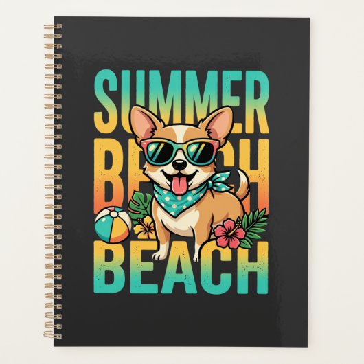 Sommer Strand Hund Urlaub Vektor Planer (Vorderseite)