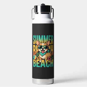 Sommer Strand Hund Urlaub Vektor Trinkflasche