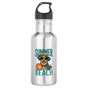 Sommer-Strand-Hund-Vintage-Sonnenbrille-Shirt-Desi Edelstahlflasche