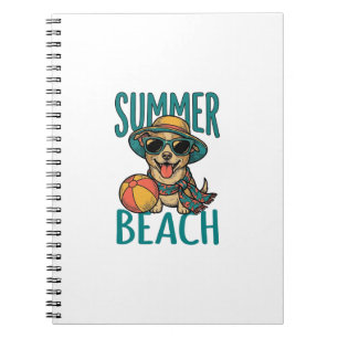 Sommer-Strand-Hund-Vintage-Sonnenbrille-Shirt-Desi Notizblock
