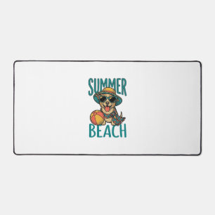 Sommer-Strand-Hund-Vintage-Sonnenbrille-Shirt-Desi Schreibtischunterlage