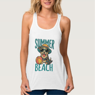 Sommer-Strand-Hund-Vintage-Sonnenbrille-Shirt-Desi Tank Top