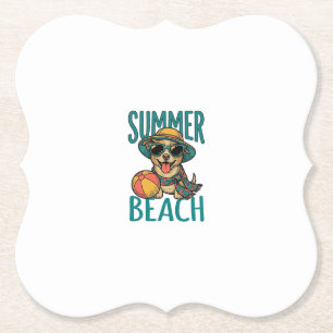Sommer-Strand-Hund-Vintage-Sonnenbrille-Shirt-Desi Untersetzer
