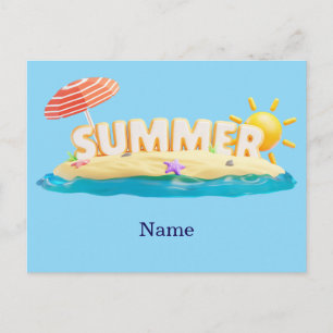 Sommer Strand Insel 3D Trendige Tropische Ferien Feiertagspostkarte