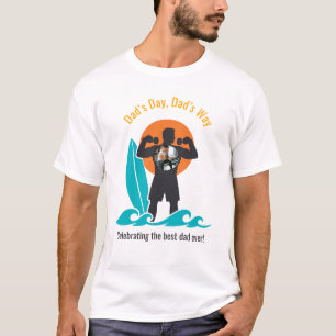 Sommer Strand Körper Vater Foto Silhouette Grafik T-Shirt