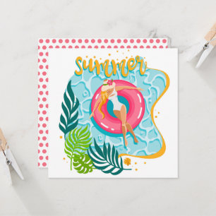 Sommer-Strand-Mädchen-Grußkarte Karte