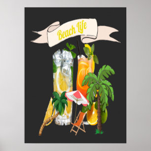 Sommer Strand Meer Cocktails Poster